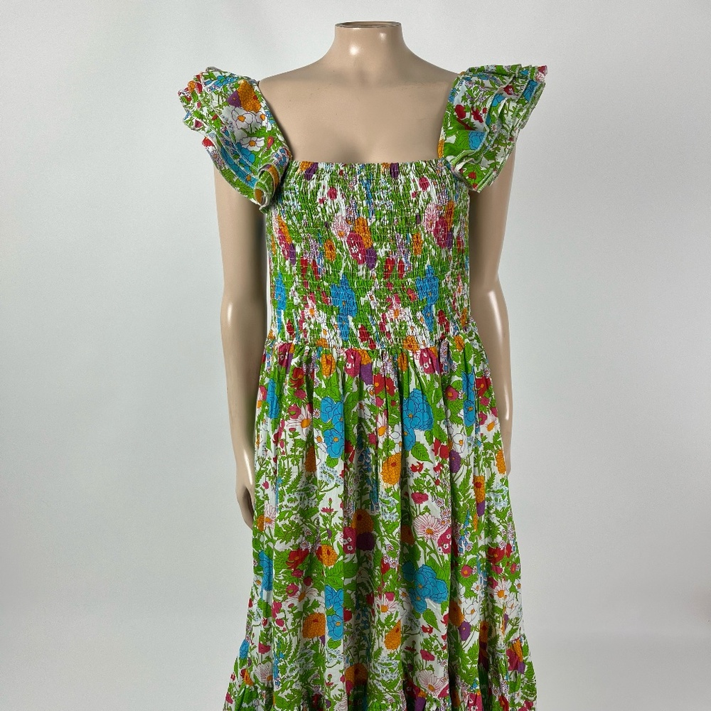 Mille Resort and Travel Floral Print Midi Dress Medium Cotton Pockets Q3-15